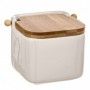 SALERO CERAMIC0 BLANCO C/TAPA BAMBU 12X12X11
