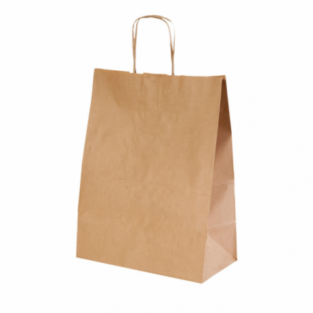 BOLSA PAPEL ASA RIZADA  KRAFT 32+16X43 C.250