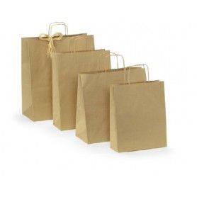 BOLSA PAPEL ASA RIZADA KRAFT 32+12X40 C.250