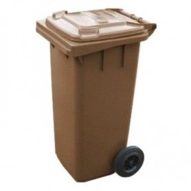 CUBO BASURA RUEDAS 240L MARRON 56x65x100