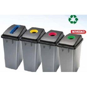 PAPELERA SLIM 1X60L GRIS T/VERDE 33X47X67