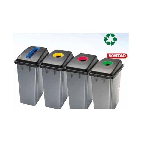 PAPELERA SLIM 1X60L GRIS T/VERDE 33X47X67