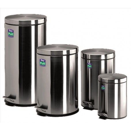 PAPELERA METAL INOX. PEDAL 12L 24,8X38,5