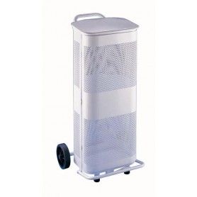 PAPELERA METAL CALADA CON RUEDAS 89x38x37