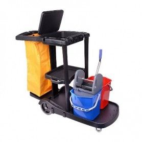 CARRO LIMPIEZA NEGRO CARLIMP DUO BOLSA+BANDEJAS