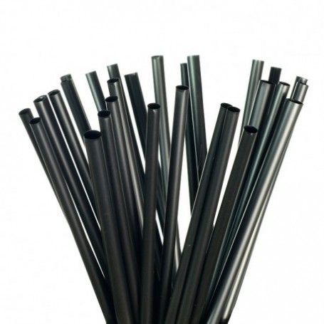 PAJITA RECTA NEGRA PLA 8MMX21CM P.1000