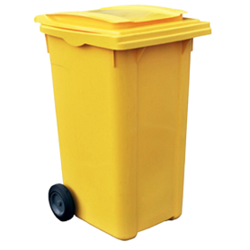CUBO BASURA RUEDAS 240L AMARILLO 56x65x100