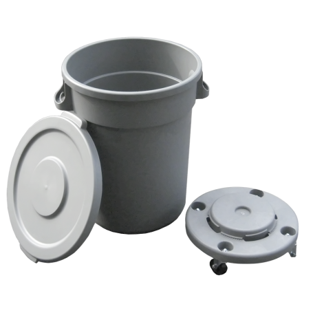 CONTENEDOR REDONDO TAURO 80L. C/TAPA+BASE RUEDAS