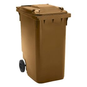 CUBO BASURA RUEDAS 360L MARRON  81x63x100