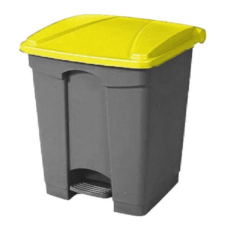 PAPELERA PLAST. PEDAL 45L GRIS/AMARILLA 40X41X60