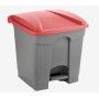 PAPELERA PLAST. PEDAL 30L GRIS TAPA ROJA 40X44
