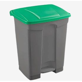 PAPELERA PLAST. PEDAL 45L GRIS/VERDE 40X41X60