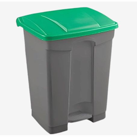 PAPELERA PLAST. PEDAL 45L GRIS/VERDE 40X41X60