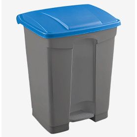 PAPELERA PLAST. PEDAL 45L GRIS/AZUL 40X41X60
