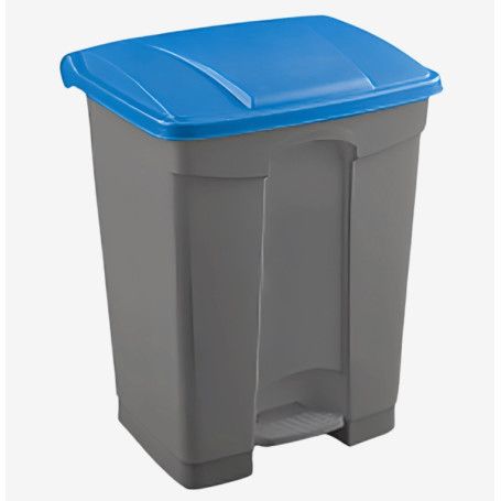 PAPELERA PLAST. PEDAL 45L GRIS/AZUL 40X41X60