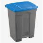 PAPELERA PLAST. PEDAL 45L GRIS/AZUL 40X41X60
