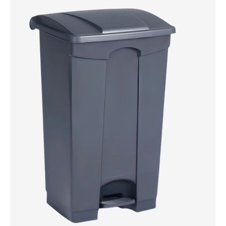 PAPELERA PLAST. PEDAL 85L GRIS 50X40X82