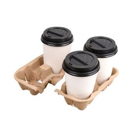 BANDEJA CARTON 2+2 VASOS CAFE 20X20 P.50