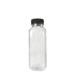 BOTELLA RPET ZUMO 250ML C/TAPON NEGRO C.231