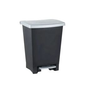 PAPELERA PLAST. PEDAL 25L NEGRO/PLATA