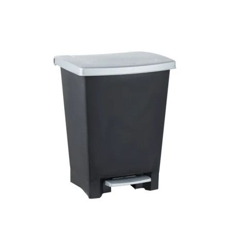 PAPELERA PLAST. PEDAL 25L NEGRO/PLATA
