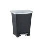 PAPELERA PLAST. PEDAL 25L NEGRO/PLATA