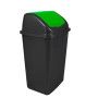 PAPELERA VAIVEN 50L NEGRA T/VERDE 40X35X68,5H