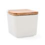 SALERO CERAMIC0 BLANCO C/TAPA BAMBU 12X12X11