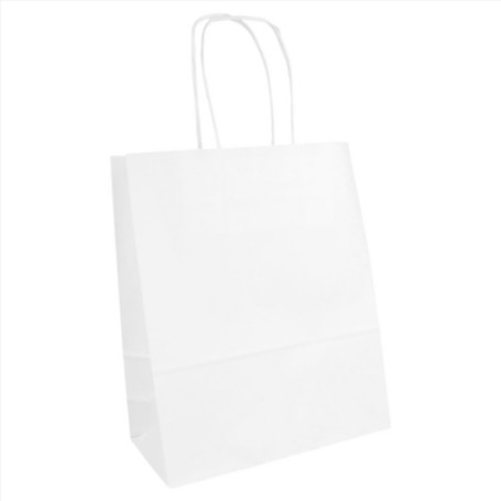BOLSA PAPEL ASA RIZADA BLANCA 32+16X43 C.250