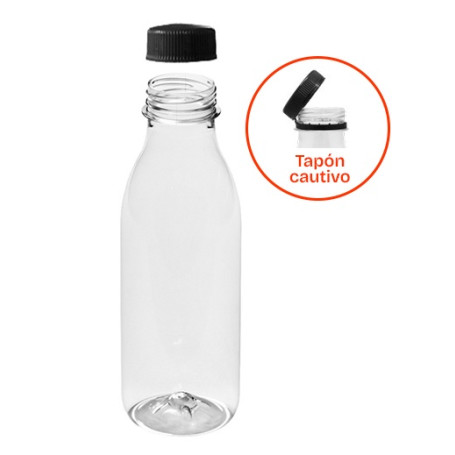 BOTELLA RPET ZUMO 500ML C/TAPON NEGRO C.135