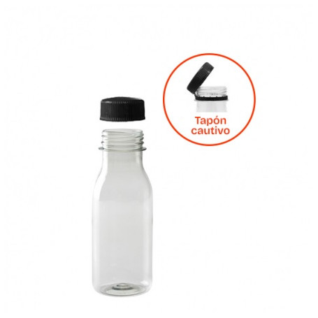 BOTELLA RPET ZUMO 250ML C/TAPON NEGRO C.288