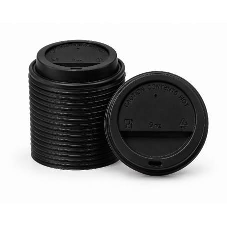 TAPA VASO CAFE @90/12OZ NEGRA C.1000